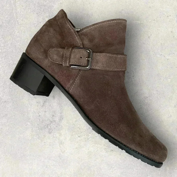 Stuart Weitzman Suede Booties Sz 10 Brown - Picture 5 of 12